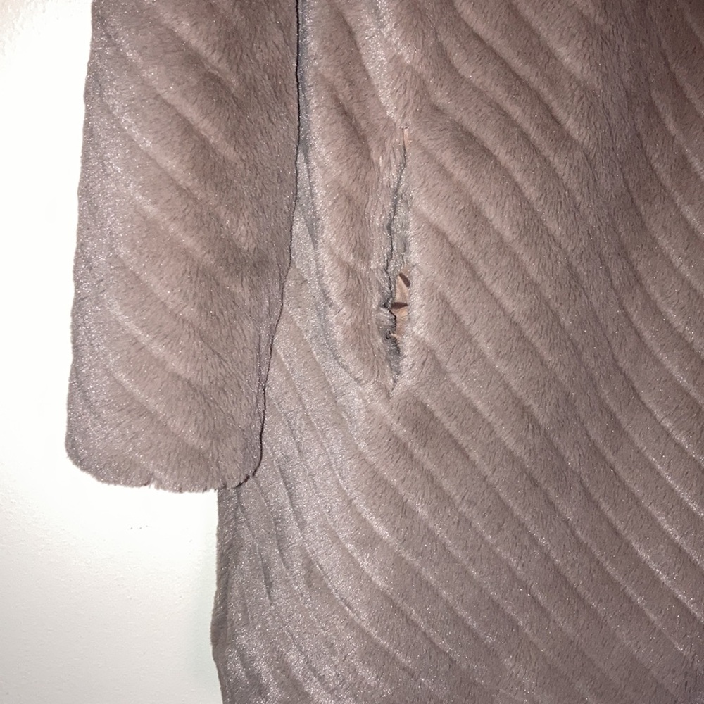 BB Dakota Brown Gray Faux Fur Swing Coat Vintage Teddy Winsford Jacket - Picture 9 of 12